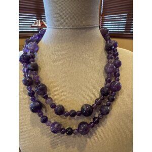 Mine Finds by Jay King DTR Sterling Silver 925 Amethyst Bead Necklace 34"-37"